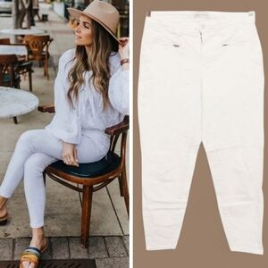 VINTAGE White Jeans High Waist Mom Retro Ankle Zip Y2K Taper Pants 10